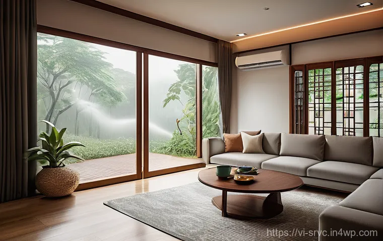 AI 집사 서비스의 오프라인 지원 기능 - **Prompt:** A modern, elegant Vietnamese living room filled with soft, ambient lighting. In the cent...