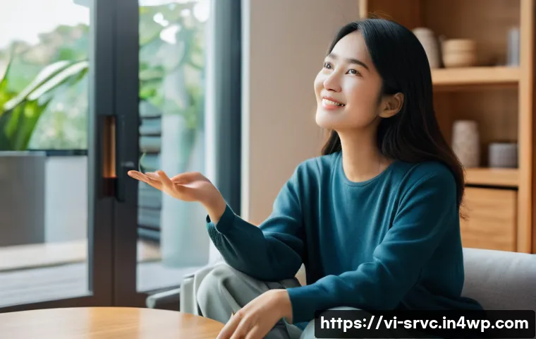 AI 집사 서비스의 언어 지원 기능 - **Prompt 1: A Vietnamese woman enjoying personalized AI assistance in her smart home.** "A seren...