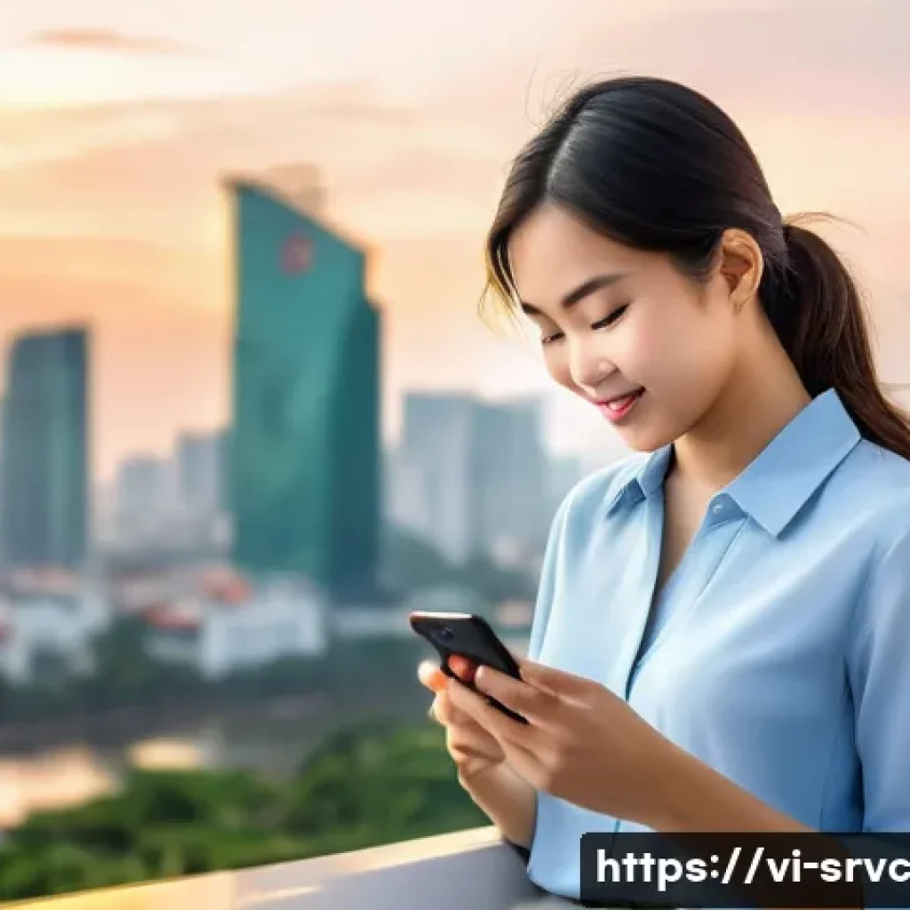 AI 집사 서비스의 사용자 기반 확장 전략 - A modern Vietnamese young professional woman using a sleek smartphone with a personalized AI assista...