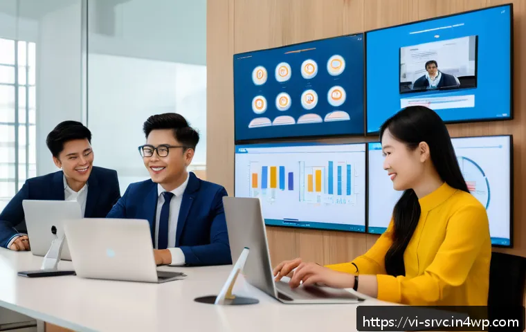 AI 집사 서비스의 운영 효율성 개선 - A modern Vietnamese office environment featuring diverse professionals collaborating with an AI-powe...