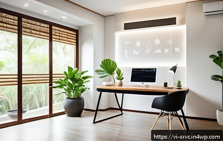AI 집사 서비스와 IoT의 관계 - A modern Vietnamese smart home interior showcasing automated lighting systems that adjust brightness...