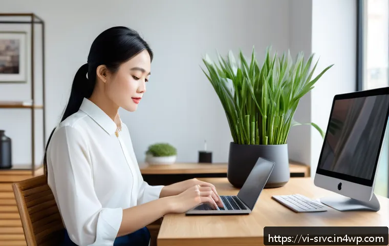 AI 집사 서비스의 기능 향상을 위한 팁 - A modern Vietnamese home office scene featuring a young professional woman using AI Butler on multip...